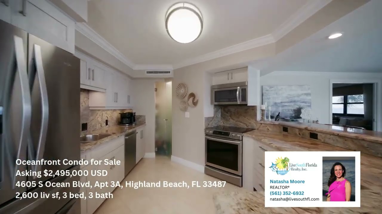4605 S Ocean Blvd, Apt 3A, Highland Beach, Florida, offered for sale asking $2,495,000