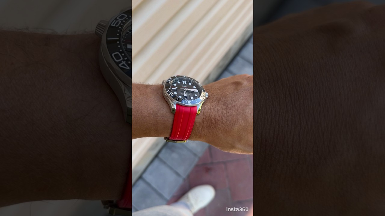 Omega Seamaster 300M Olympic Paris2024 Red Rubber Strap with Deployant Clasp. #watches #omega #rolex
