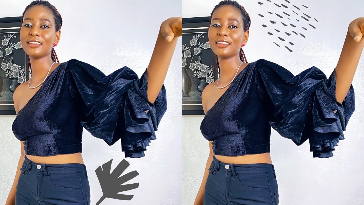 HOW TO SEW A ONE SHOULDER BALLOON SLEEVE CROP TOP | DETAILED TUTORIAL