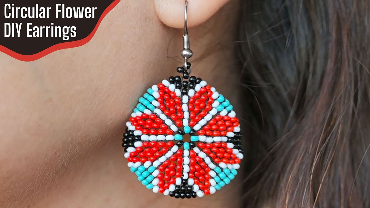 DIY Beaded Circular Flower Earrings (EASY TUTORIAL)