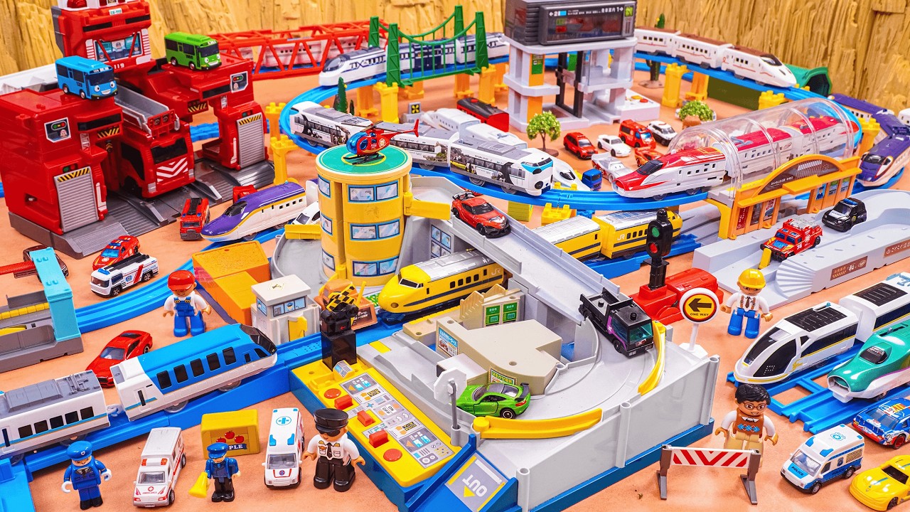 Plarail Shinkansen ☆ Construction Automatic Level Crossing, Rotating Station & Pedestrian Overpass 🚇