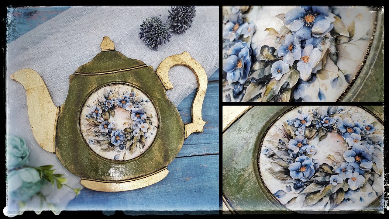 Decoupage teapot, 🌸 3D flowers 🌸 ....