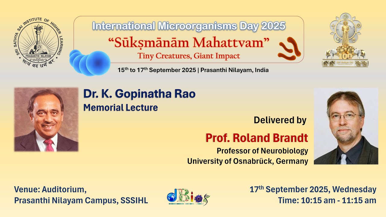 Dr. K. Gopinatha Rao Memorial Lecture by Prof. Roland Brandt || SSSIHL