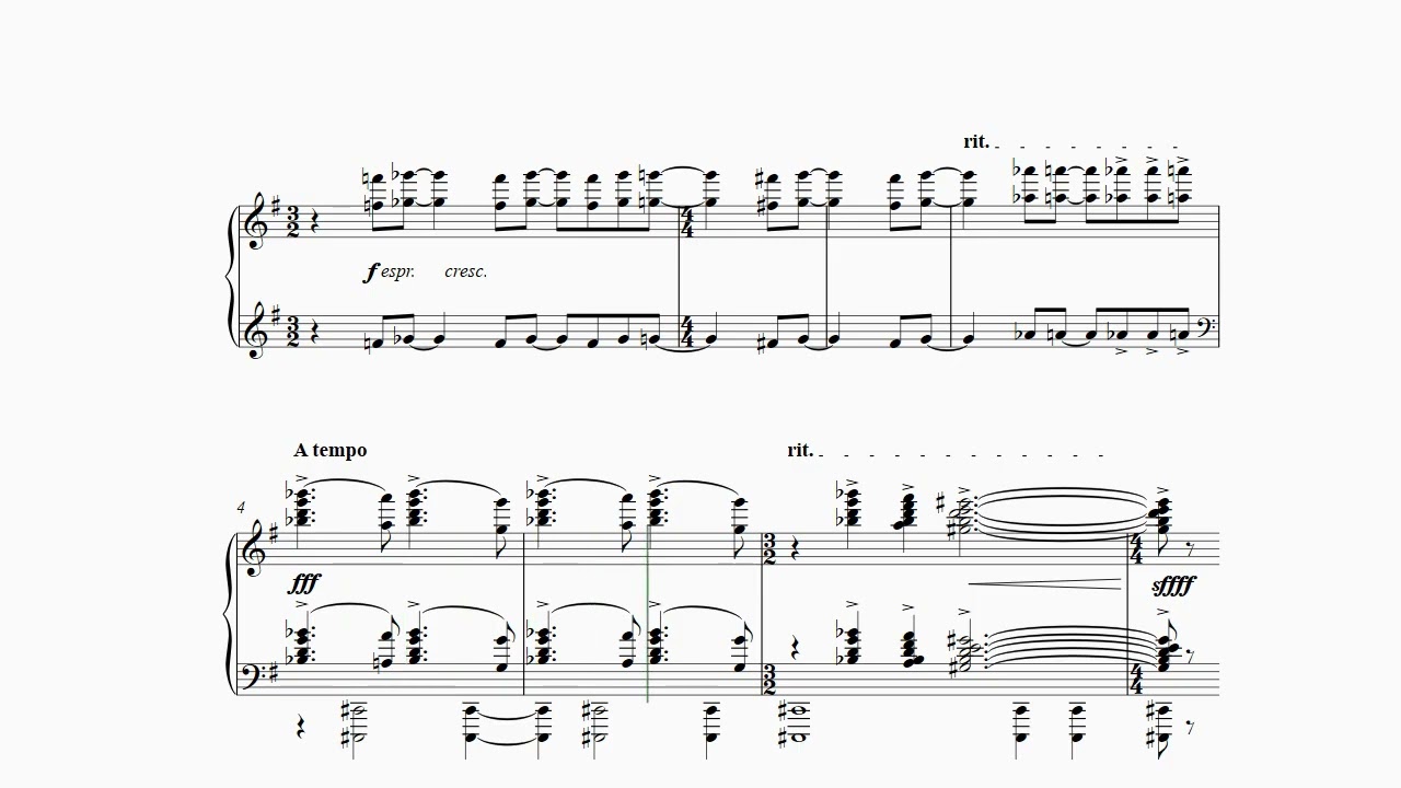 Example 5b. Shostakovich: Symphony 13 - his vocal score of an excerpt from the 3rd movement