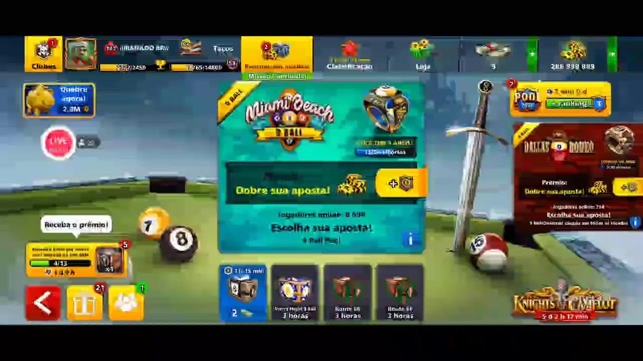 IRANILDO 8 BALL POOL AO VIVO PEGANDO ANEL