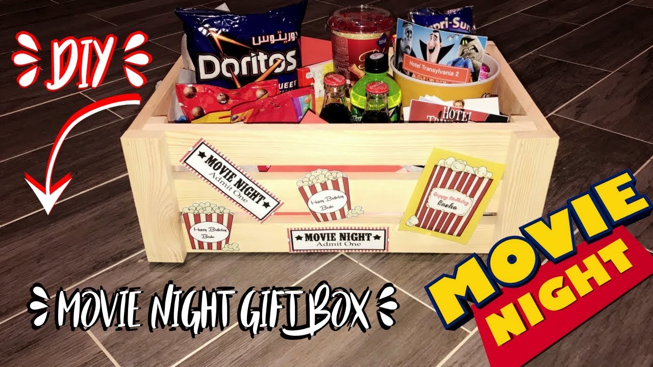 DIY Movie night Gift box | كيف تصنع صندوق الموفي نايت المليء بالمفاجآت والافلام