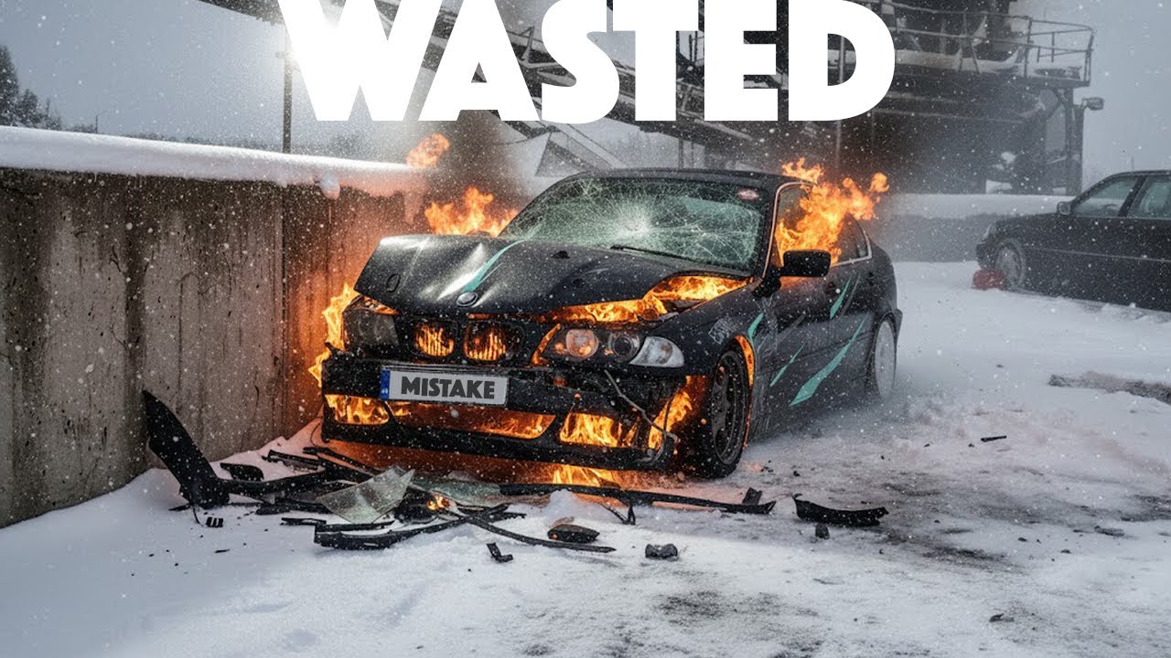 BMW M3 F80 snow drifting turns wild – CAR CRASHES INTO THE WALL!