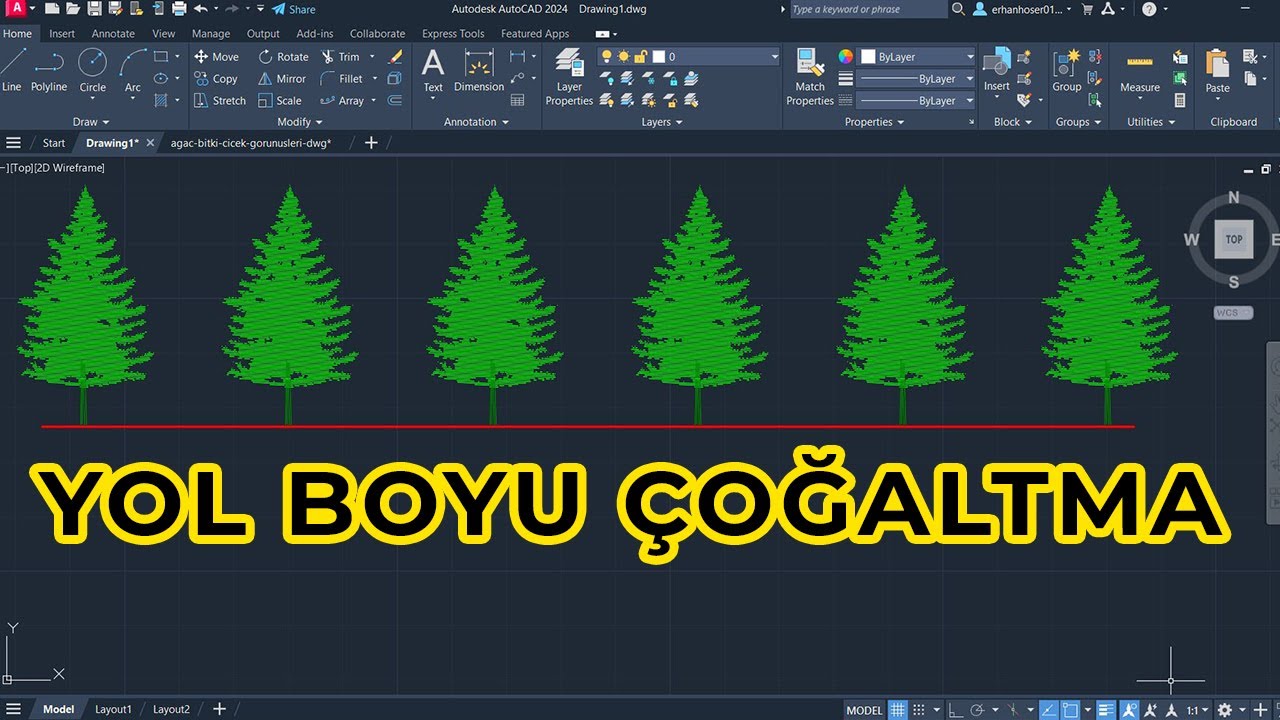 AutoCAD Dersleri -Path Array (Yol Boyu Çoğaltma) | AutoCAD 2024 #autocad