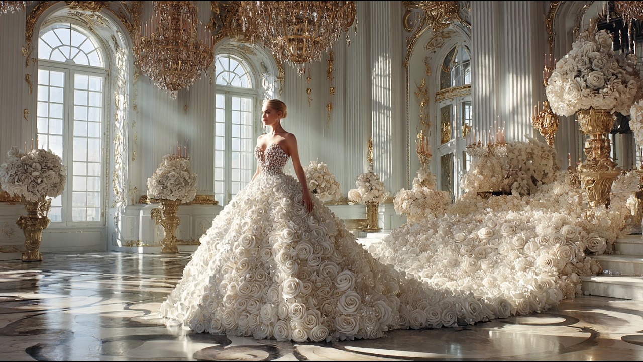 Most Stunning Diamonds Flower Dresses 👗 🌸Princess Fashion Show | Which one you Choose? #ai #fashion
