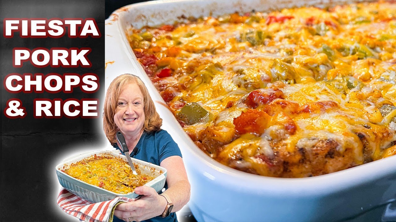 Запеченные свиные отбивные с рисом в стиле фиесты