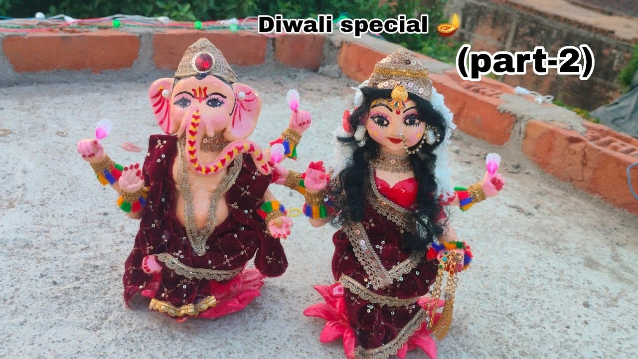 🪔🌺दिवाली special मां लक्ष्मी गणेश जी की मूर्ति घर पर बनाए/laxmi ganesh colouring process🙂 (part-2) 