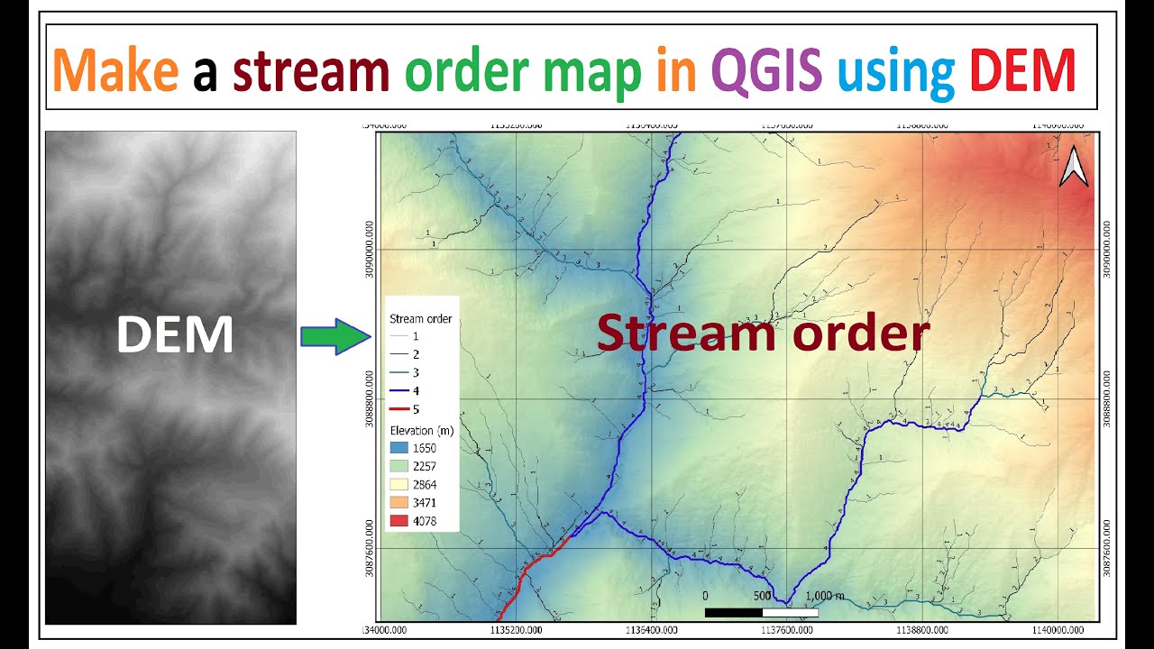 Генерация порядка водотоков в QGIS с использованием ЦМР || Создание карты порядка водотоков
