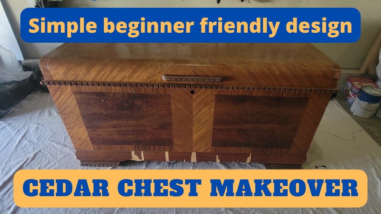 Painted Cedar Chest // Simple Tape Design // Beginner Friendly Furniture Flips