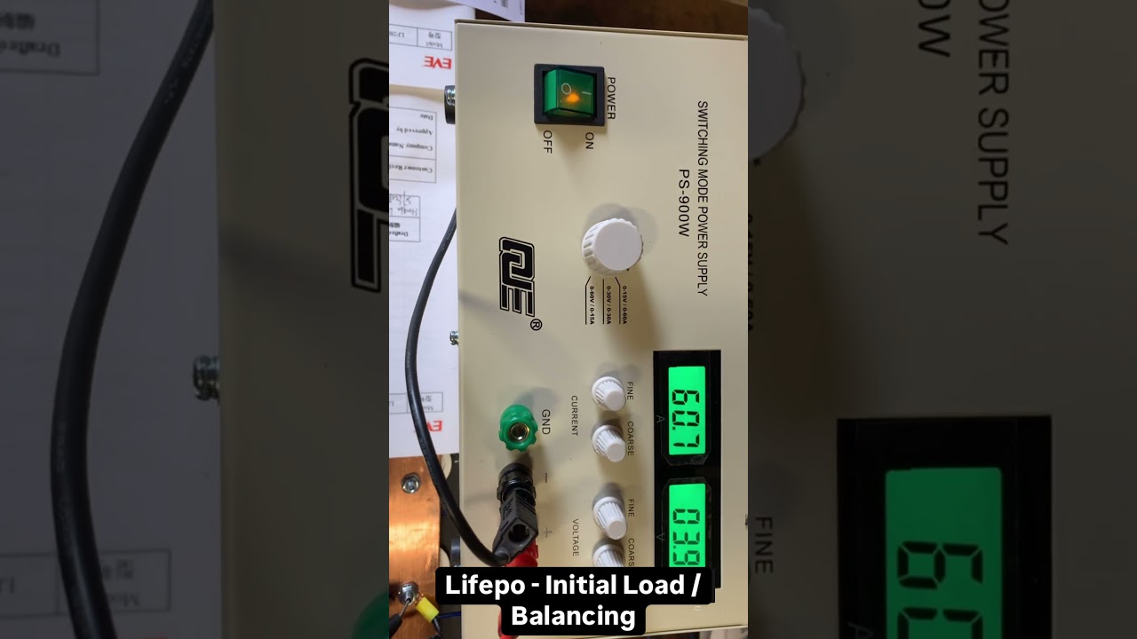 LIFEPO - Initial Load / Balancing - 3.65V all in parallel - 280AH EVE / 16Pieces - about 170h / 60A