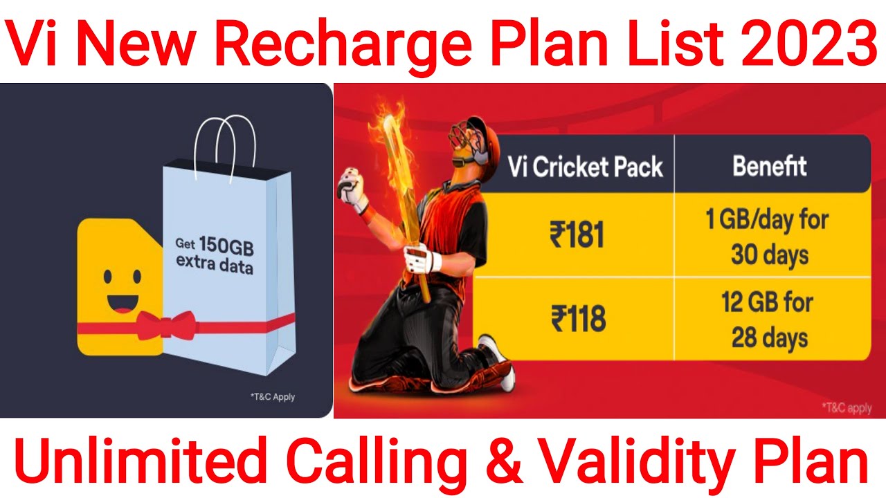 Vi New Recharge Plans 2023 | Vi Validity & Unlimited Data Plans List | Vi New Plans | Vodafone Idea