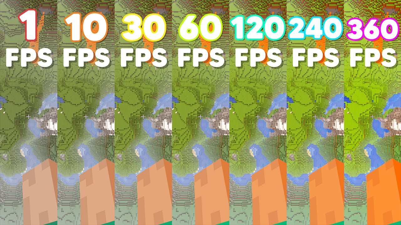 Minecraft 1fps vs 5fps vs 10fps vs 20fps vs 30fps vs 48fps vs 60fps vs 120fps vs 240fps vs 360fps
