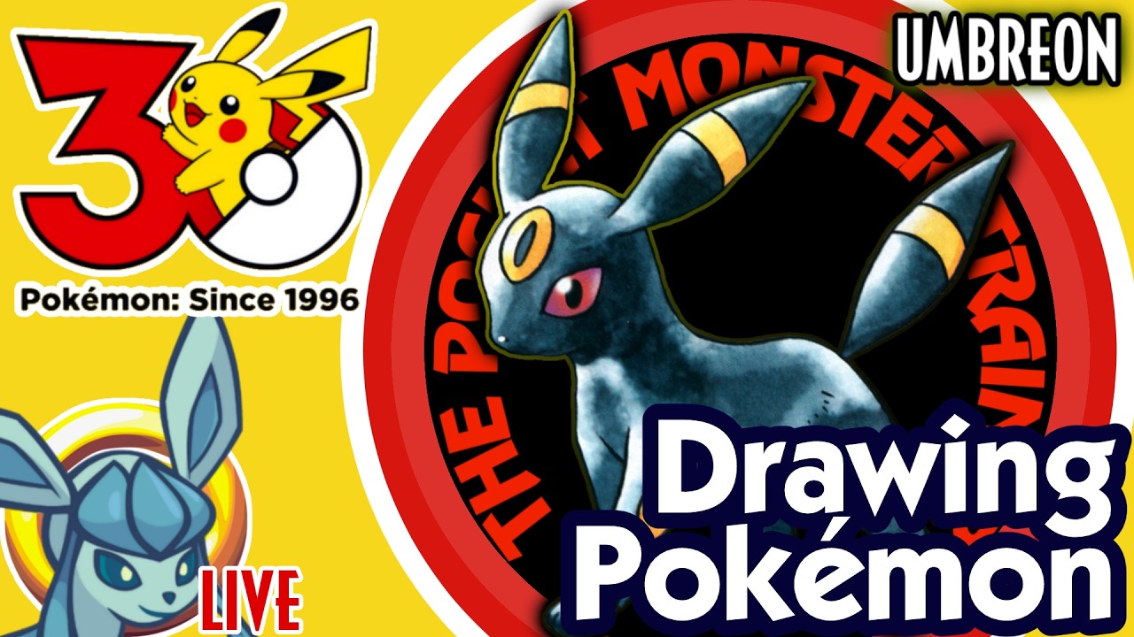 Drawing Pokémon From Each Game: Umbreon (Pokémon 30th Anniversary) !discord !newvid