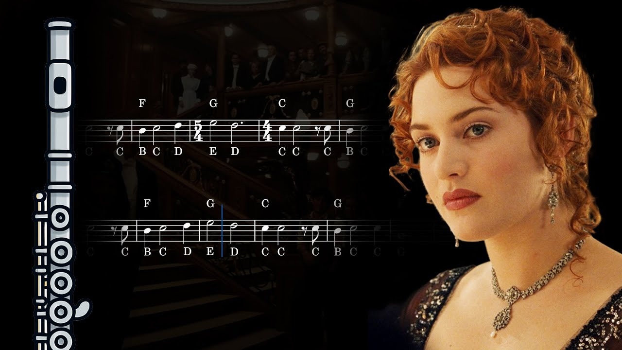 Titanic - Rose's Dream (My Heart Will Go On) | Flute Animated Sheet Music & Backing Track | Easy