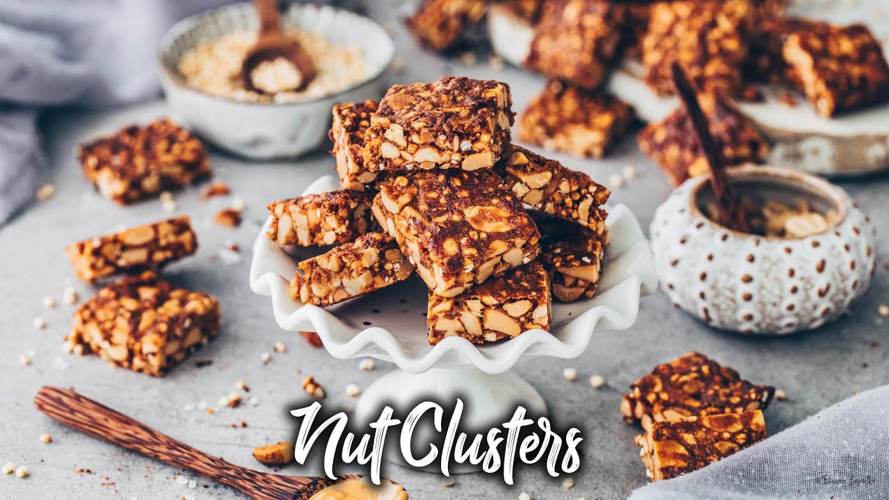 Nut Cluster selber machen ♡ Mini Erdnuss-Riegel ♡ Schneller Power-Snack!