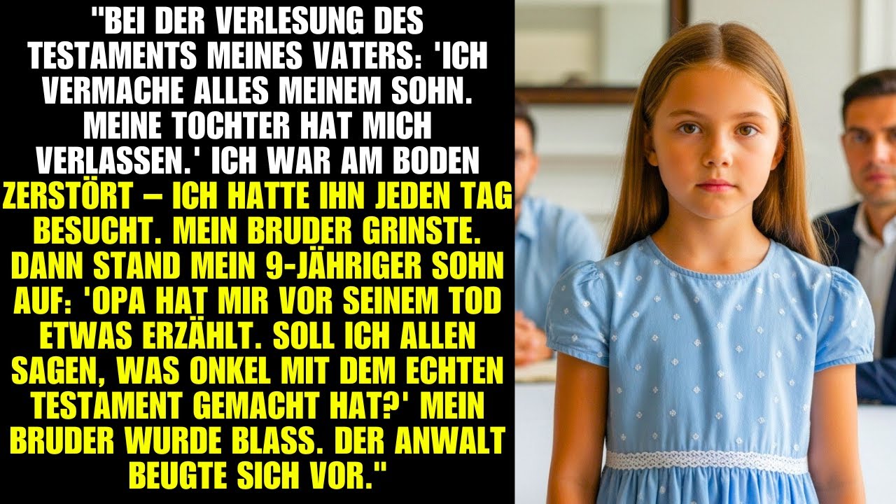 Bei der Testamentseröffnung sagte mein Vater, alles gehe an meinen Bruder. Doch mein Sohn sprach.