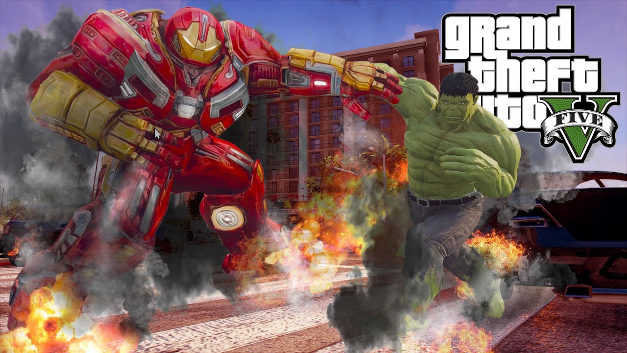 Hulk vs Hulkbuster Fighting Scene - GTA V Mods