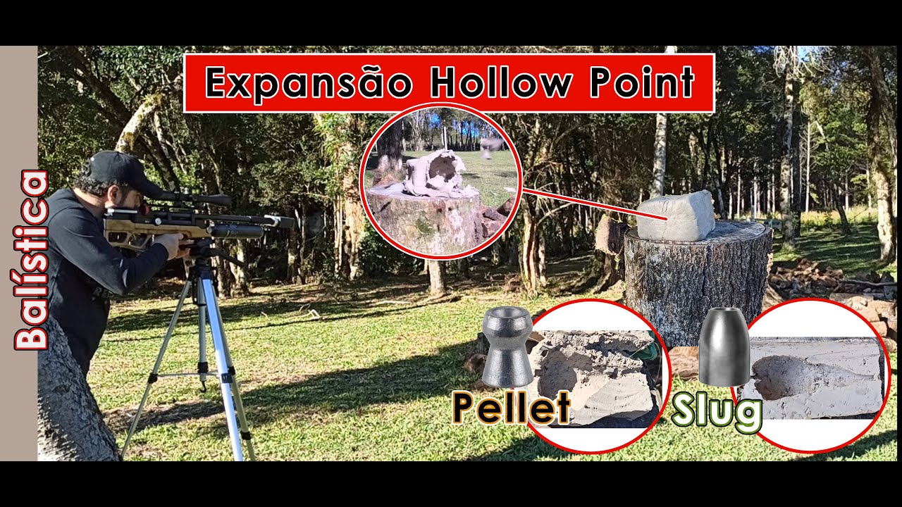 Expans&atilde;o Hollow Point - Massa bal&iacute;stica Slug X Pellet