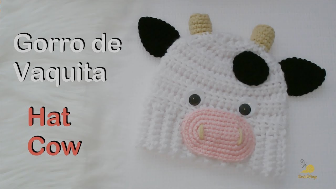 Hat Cow Muu Crochet tutorial - Sub 🇺🇸🇪🇸/ GretaWings