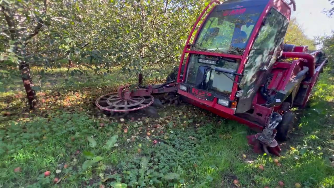 ramassage de pomme à cidre avec une ramasseuse R23 AMB ROUSSET
