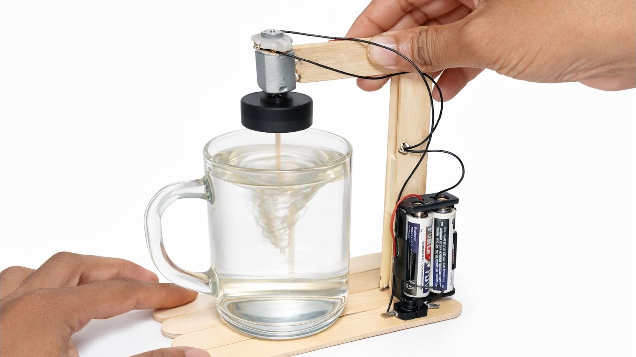 DIY Electric Mixer Machine Using DC Motor | Mini Water Mixing Machine Science Project