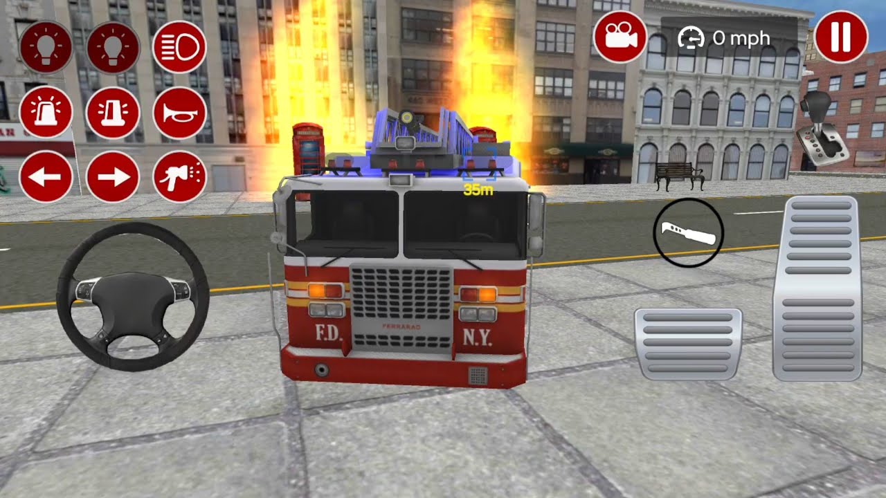 Truck Pemadam Kebakaran - Terjadi kebakaran di Jalan Raya - Real Fire Truck Driving