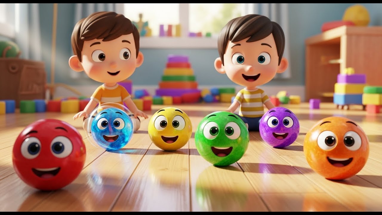 Six Little Marbles Roll Roll Roll | Counting & Physics Song for Kids