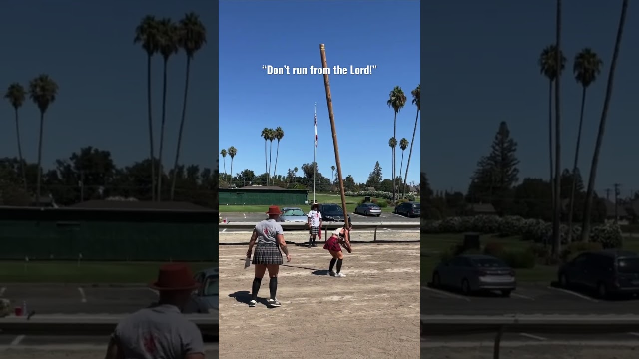 Don&rsquo;t run! #highlandgames #dontrunfromthelord #cabertoss