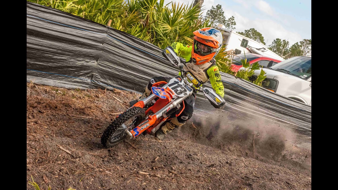 Победа Дина на мотоцикле Dirt Bike в Дайтоне, 23 Factory Edition KTM 50sx Alligator Hare Scramble...