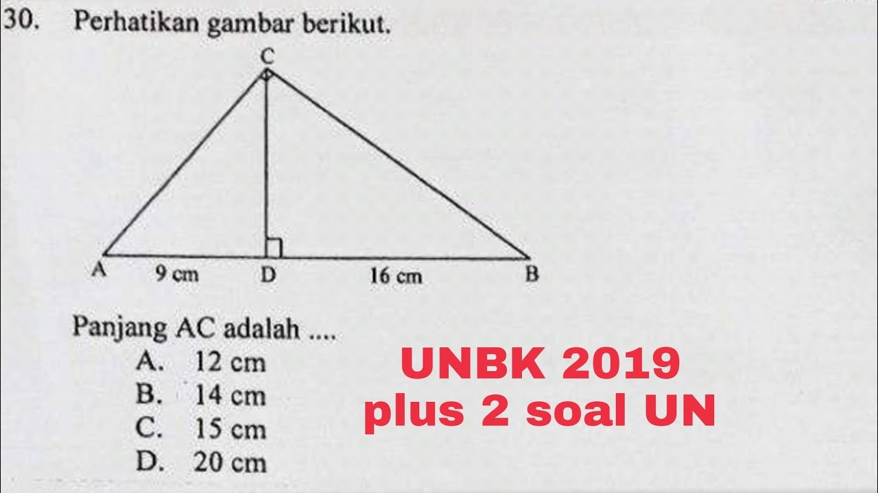 kesebangunan segitiga siku siku unbk smp 2019
