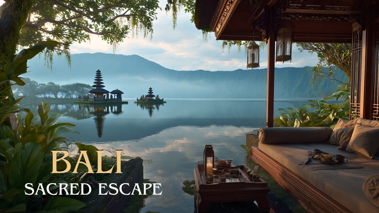 Bali Sacred Escape | Peaceful Temple Lakeside Retreat Music for Relaxation