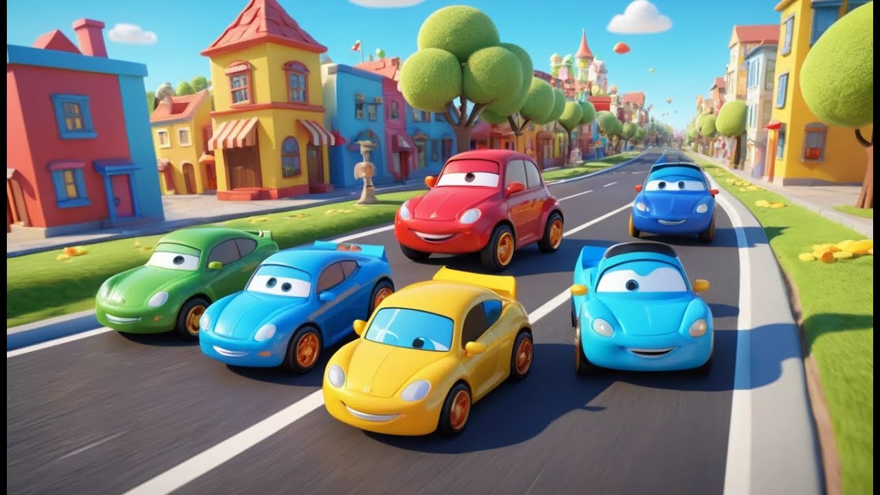 Sechs kleine Autos Piep, piep, piep | Fahrzeug-Lied & Zählen für Kinder