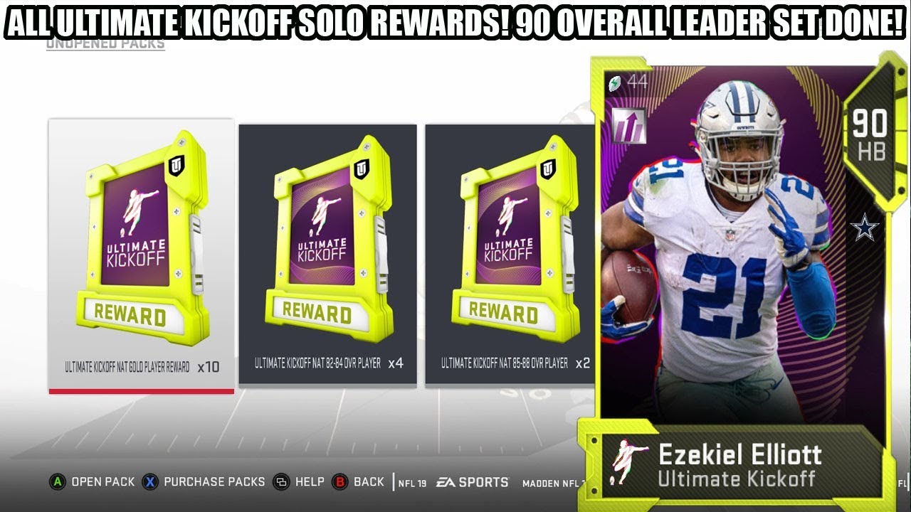 ALL ULTIMATE KICKOFF SOLO CHALLENGE REWARDS! 90 LEADER SET COMPLETED! | MADDEN 19 ULTIMATE TEAM