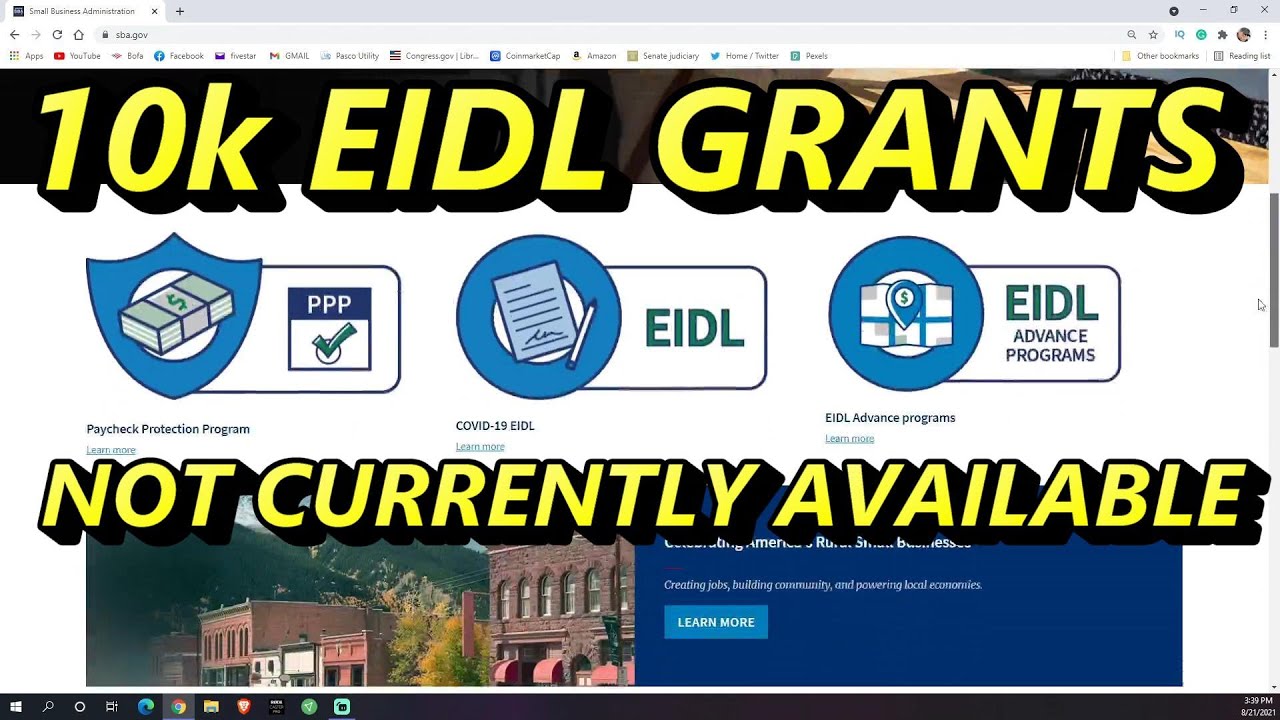 SBA WEBSITE SAYS EIDL $10K AND $5k ADVANCE GRANTS NO LONGER AVAILABLE TRUE BUT NOT