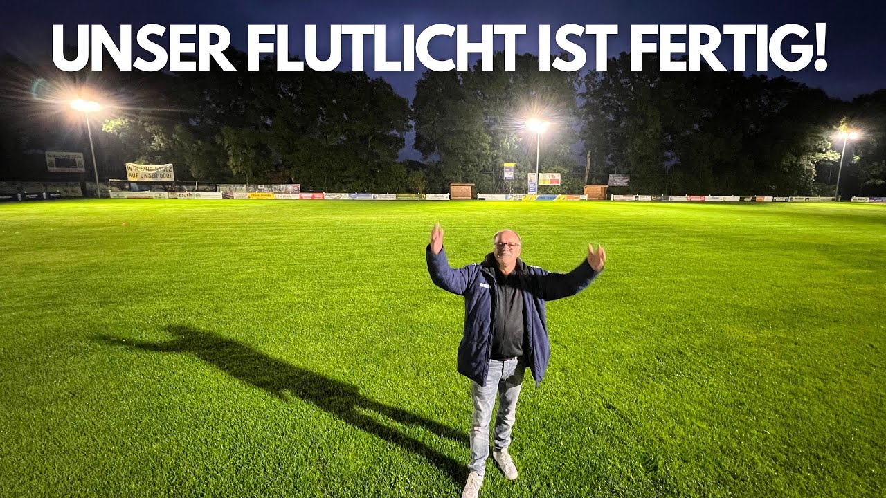 Die Flutlichtanlage f&uuml;r unseren Fu&szlig;ballplatz ist fertig!