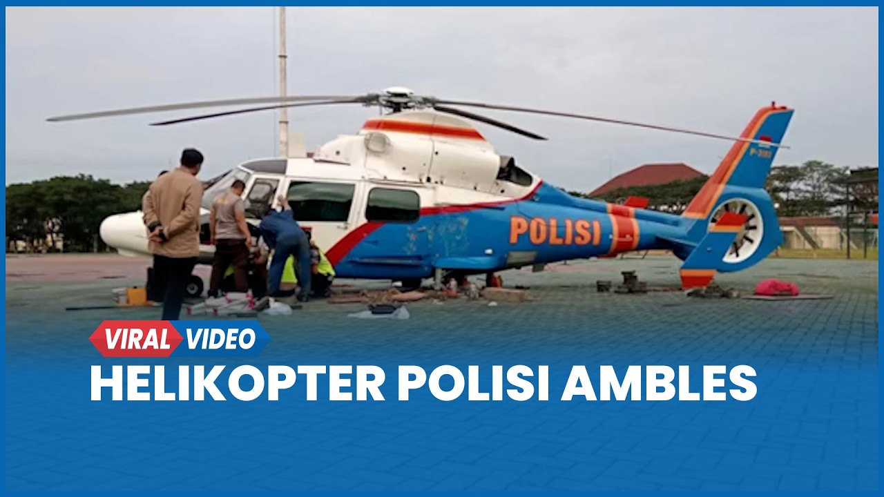 Heli Polisi Bawa Pejabat Kepolisian Ambles di Plaza Pemkab Bekasi