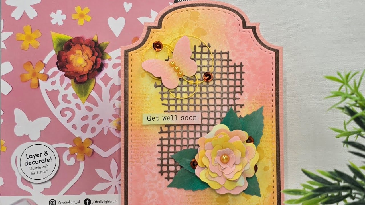 Mixed media kaart met de nieuwe ink pads van Studdiolight.