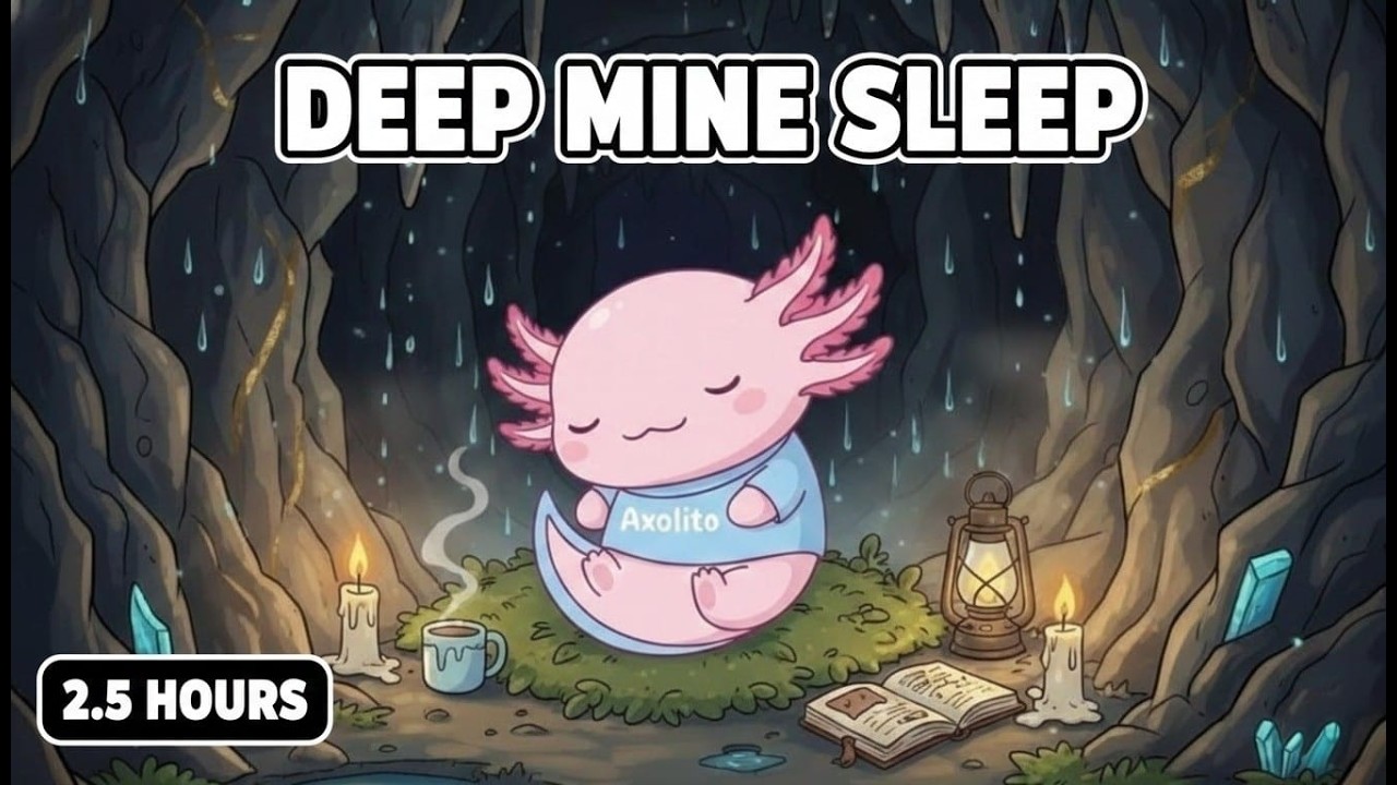 Deep Mine Ambience for Sleep 💎 Cozy Cave Sounds with Axolito (2.5 Hours)