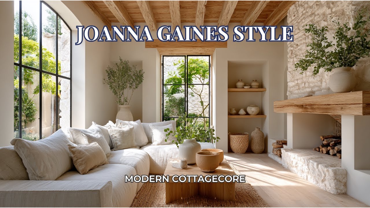 Joanna Gaines Modern Cottagecore Living Room | Natural Tones, Greenery & Gentle Elegance