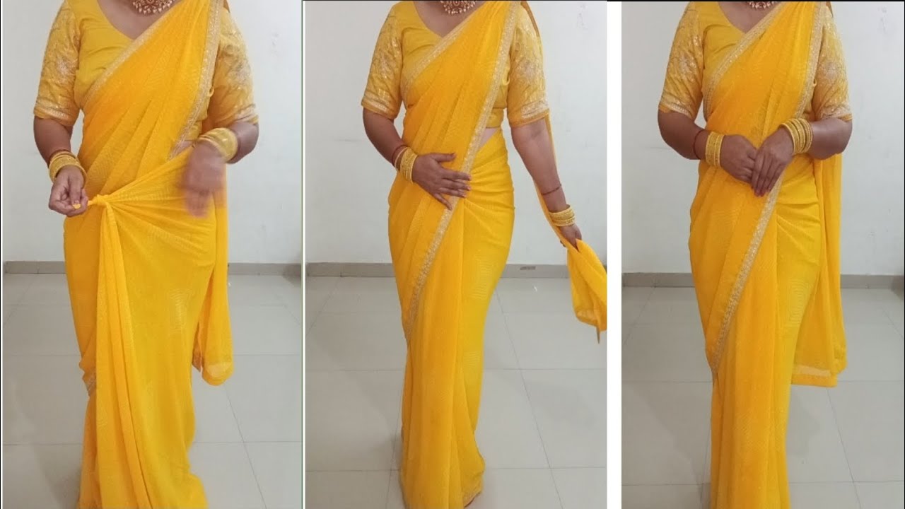 Letest saree draping tutorial/parfect side pleats without any 🧷/slim & beautiful look 💫