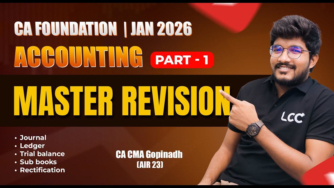 Accounting Master Revision Part 1 for CA Foundation Jan 2026 | By CA CMA Gopinadh (AIR 23)