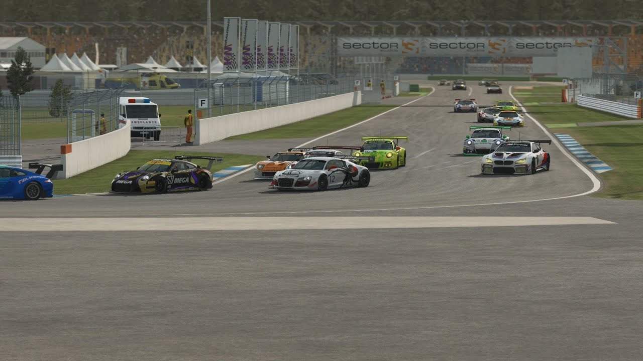 R3E Porsche911 GT3 Multiplayer Rennen Hockenheim