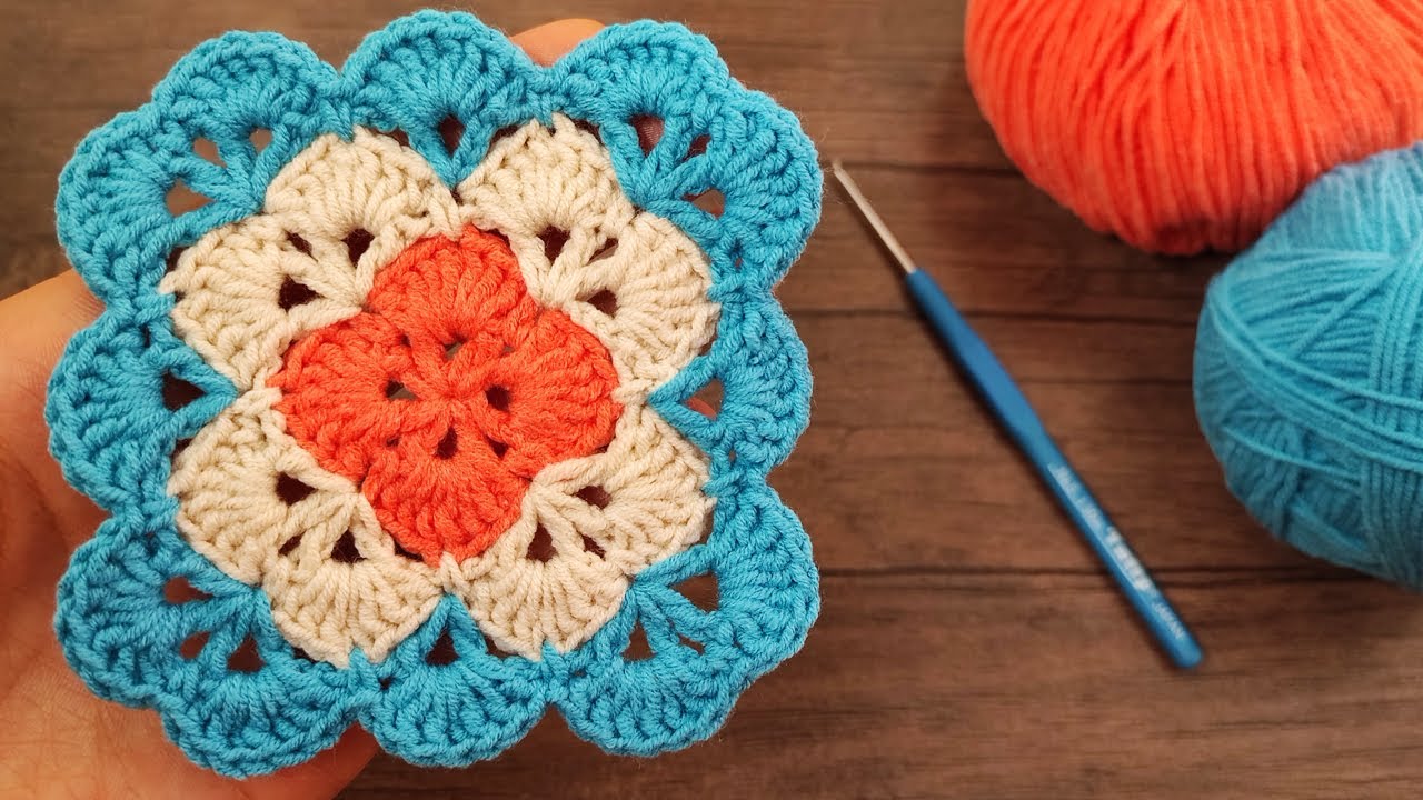 🌸 Удивительный мотив вязания крючком и каботажное судно крючком (Квадрат бабушки крючком)