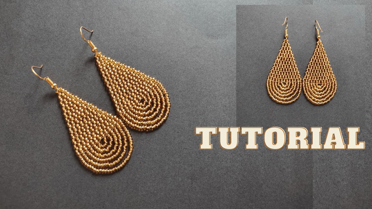 Diy how to make seed bead earrings, tear drop dangle earrings, beading tutorial