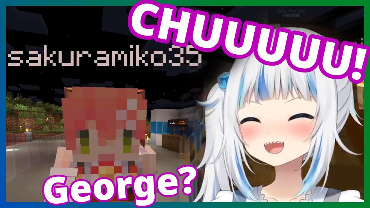 Gura and Miko kiss - Elite english - Sakura Miko and Gawr Gura interacting at the festival! George!
