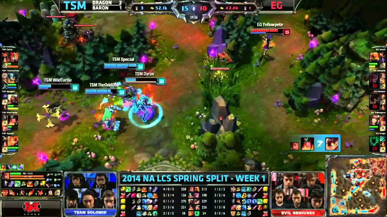 TSM Bjergsen Zed VS EG Pobelter Ziggs Highlights   2014 NA LCS Spring W1D1